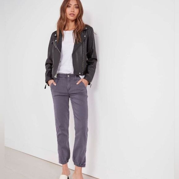 PAIGE Mayslie Jogger with Velvet Side Stripe Vintage Pearl Grey Size 28 - Picture 12 of 14